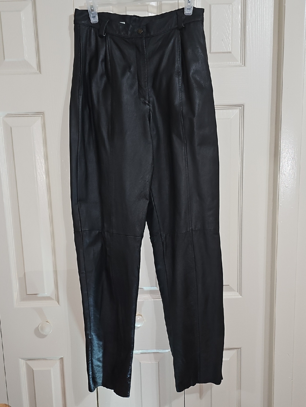 Black Leather High-Waisted Pants